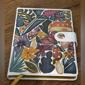 CUSTOM ENGRAVED JOURNAL VEGAN LEATHER MUSHROOMOM FLORAL PRINT